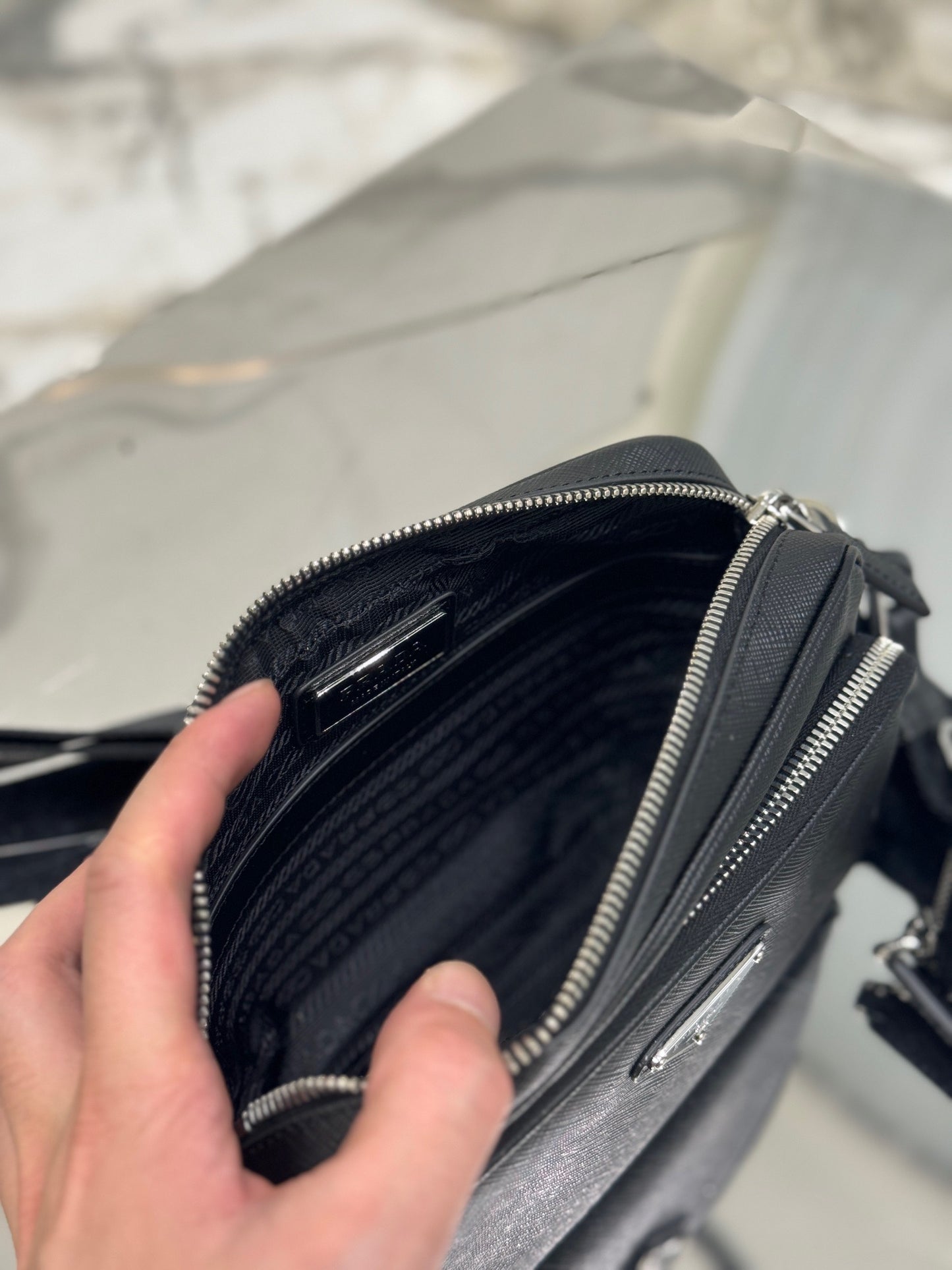 PD SAFFIANO LEATHER SHOULDER BAG