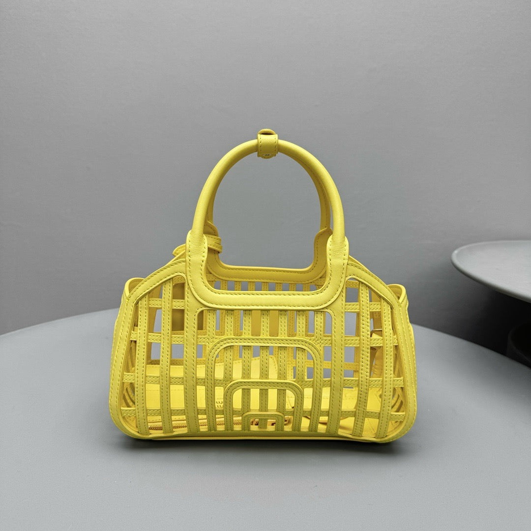 MIU M LEATHER BASKET BAG