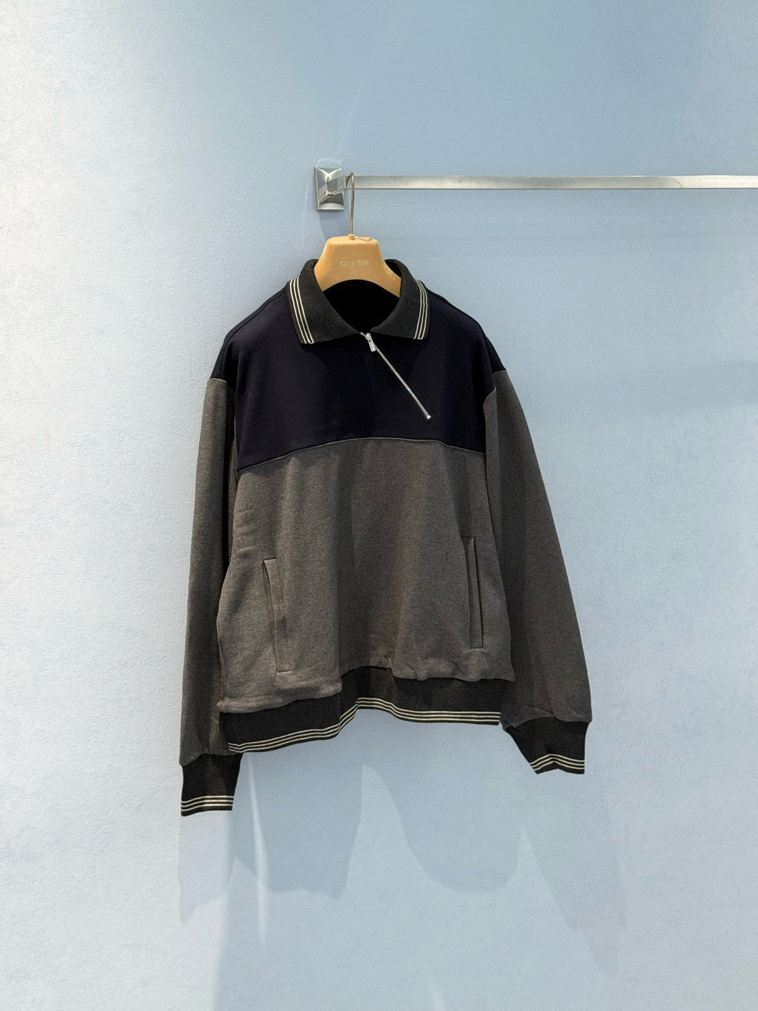 MIU M HALF ZIP SWEATSHIRT
