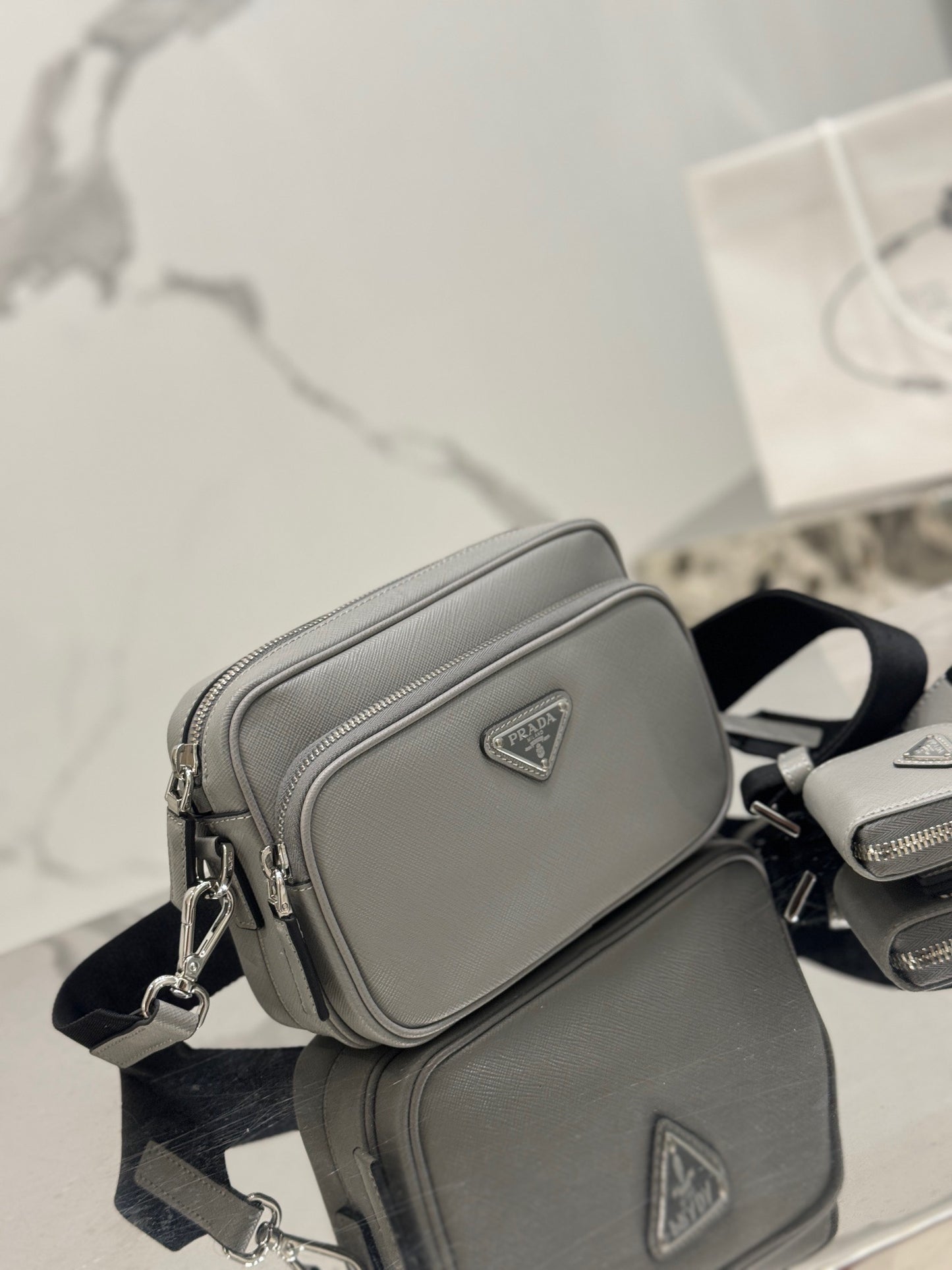 PD SAFFIANO LEATHER SHOULDER BAG