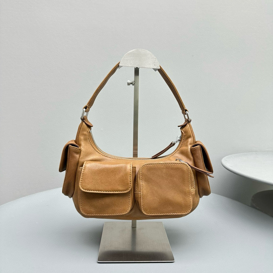 MIU M POCKET NAPPA LEATHER BAG