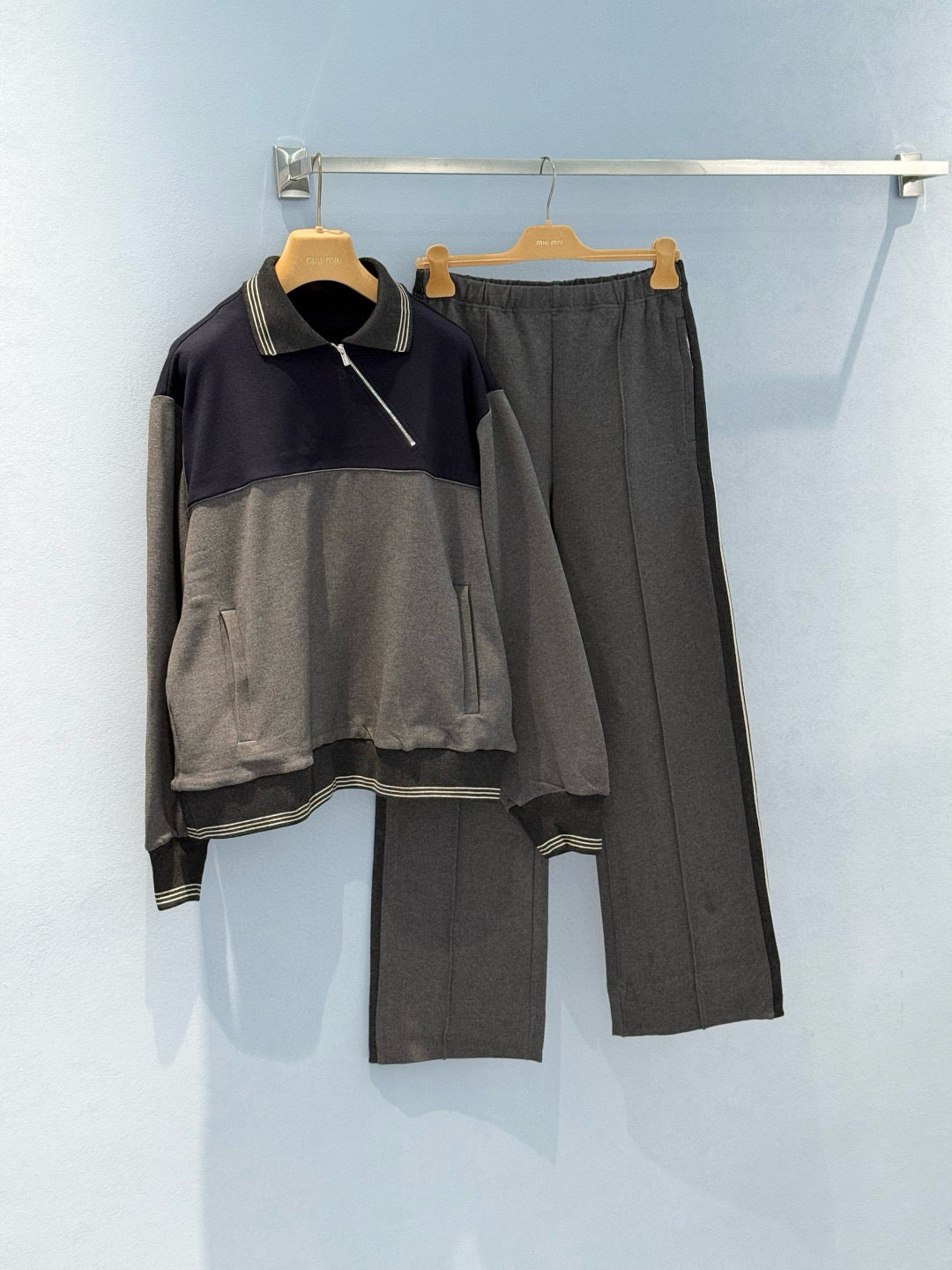 MIU M HALF ZIP SWEATSHIRT