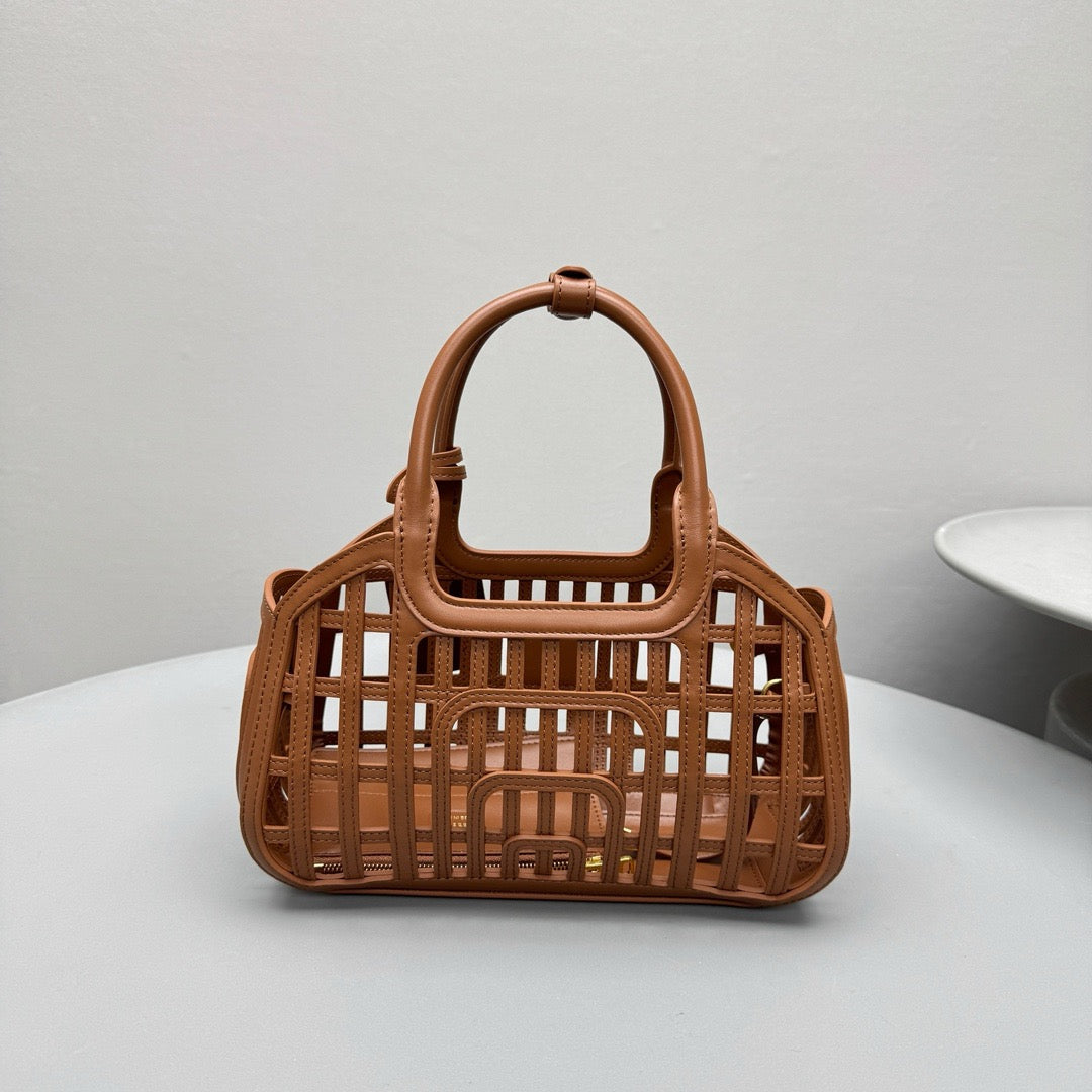MIU M LEATHER BASKET BAG