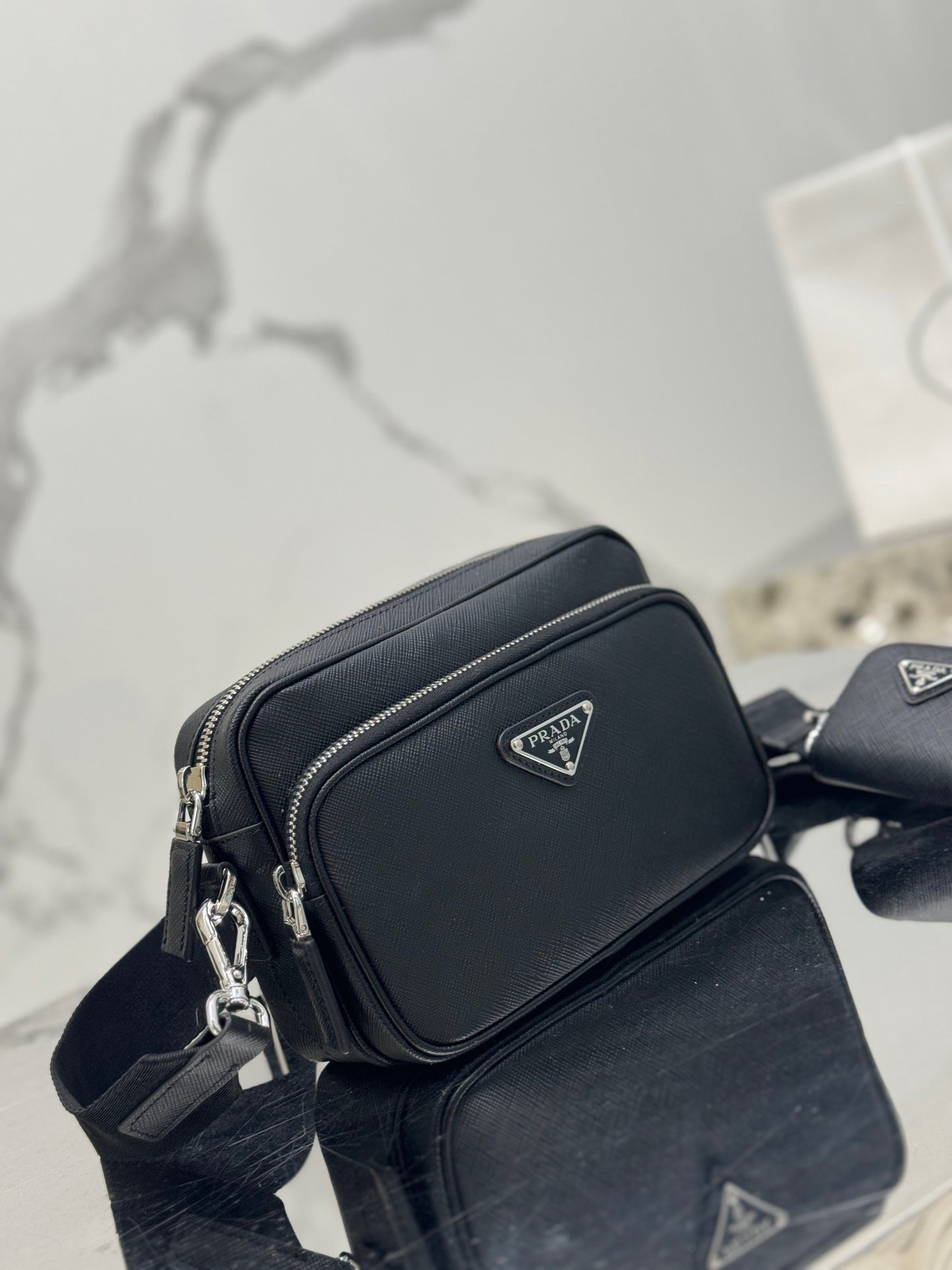 PD SAFFIANO LEATHER SHOULDER BAG