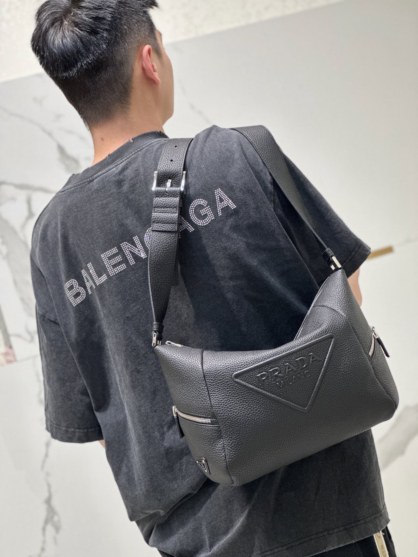 PD LEATHER BAG WITH SHOULDER STRAP