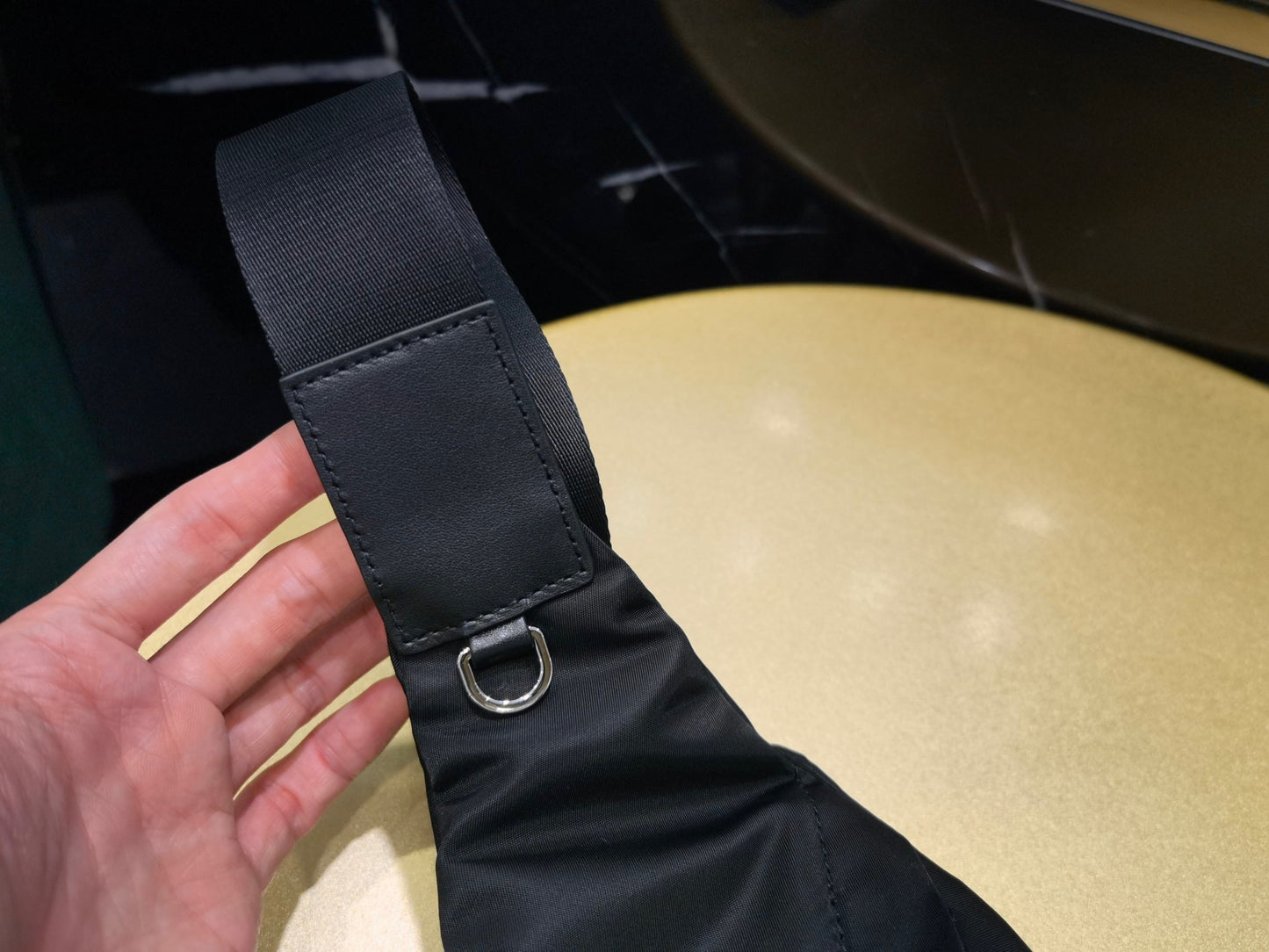 PD RE-NYLON AND LEATHER BACKPACK