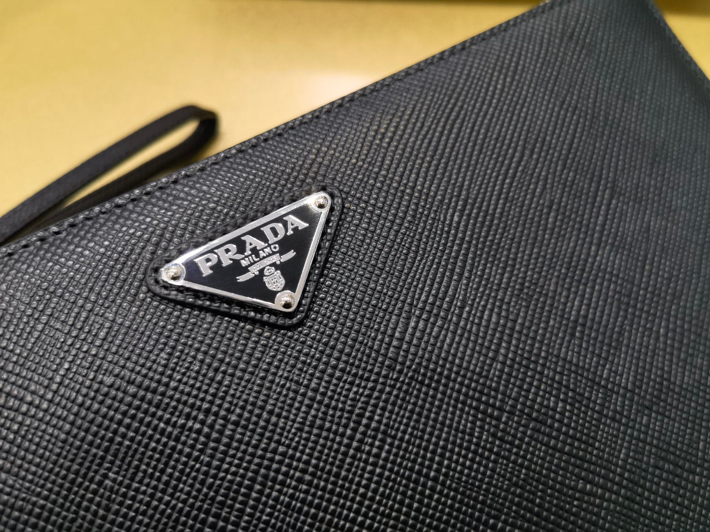 PD Re-Nylon and Saffiano leather pouch