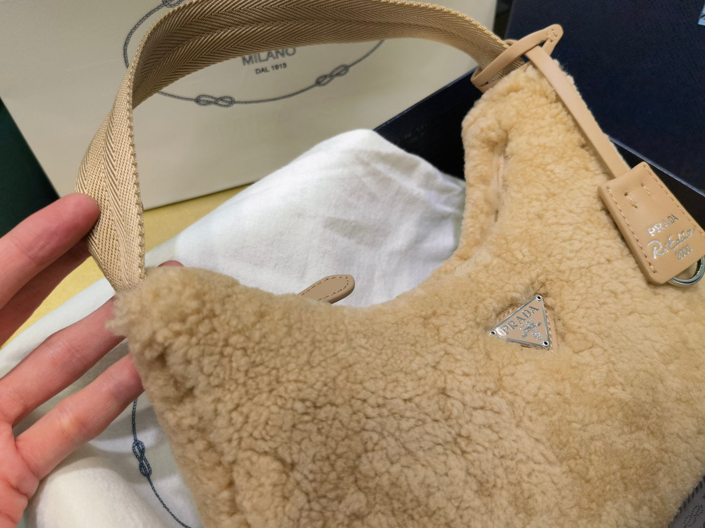 PD RE-EDITION 2000 SHEARLING SHOULDER BAG