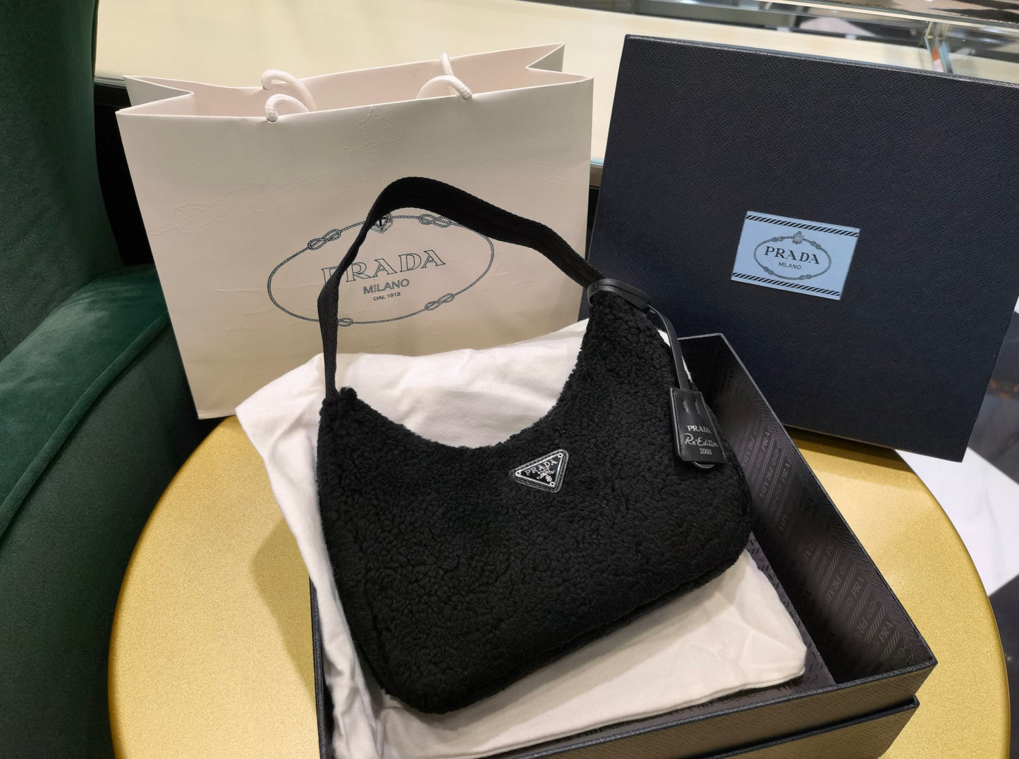 PD RE-EDITION 2000 SHEARLING SHOULDER BAG