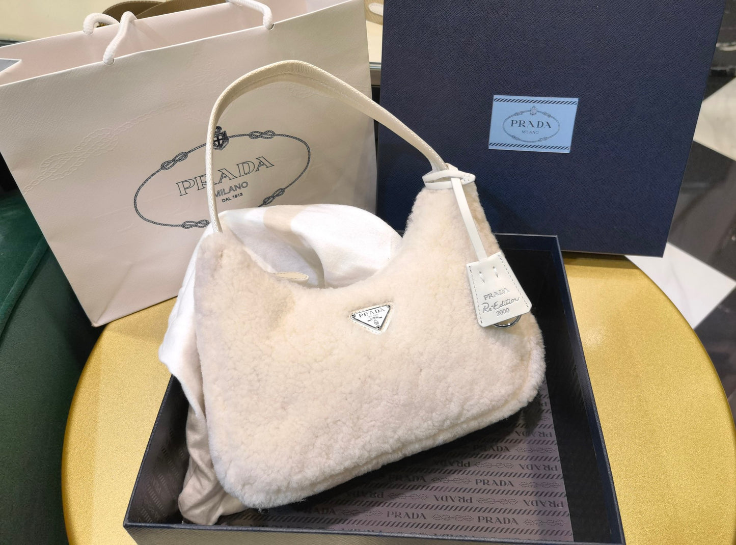 PD RE-EDITION 2000 SHEARLING SHOULDER BAG