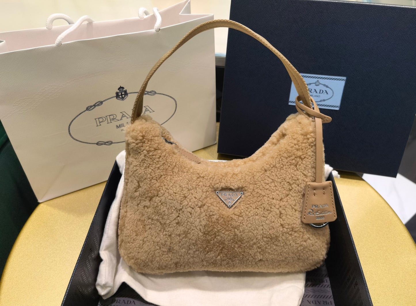 PD RE-EDITION 2000 SHEARLING SHOULDER BAG