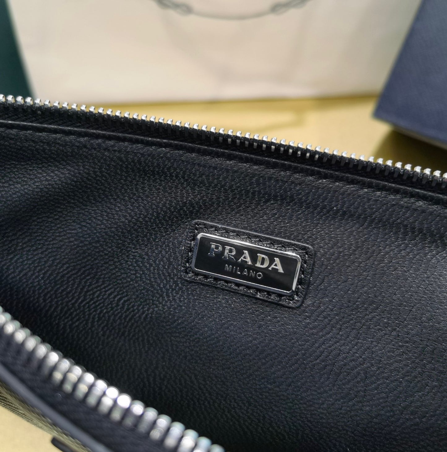 PD Re-Nylon and Saffiano leather pouch