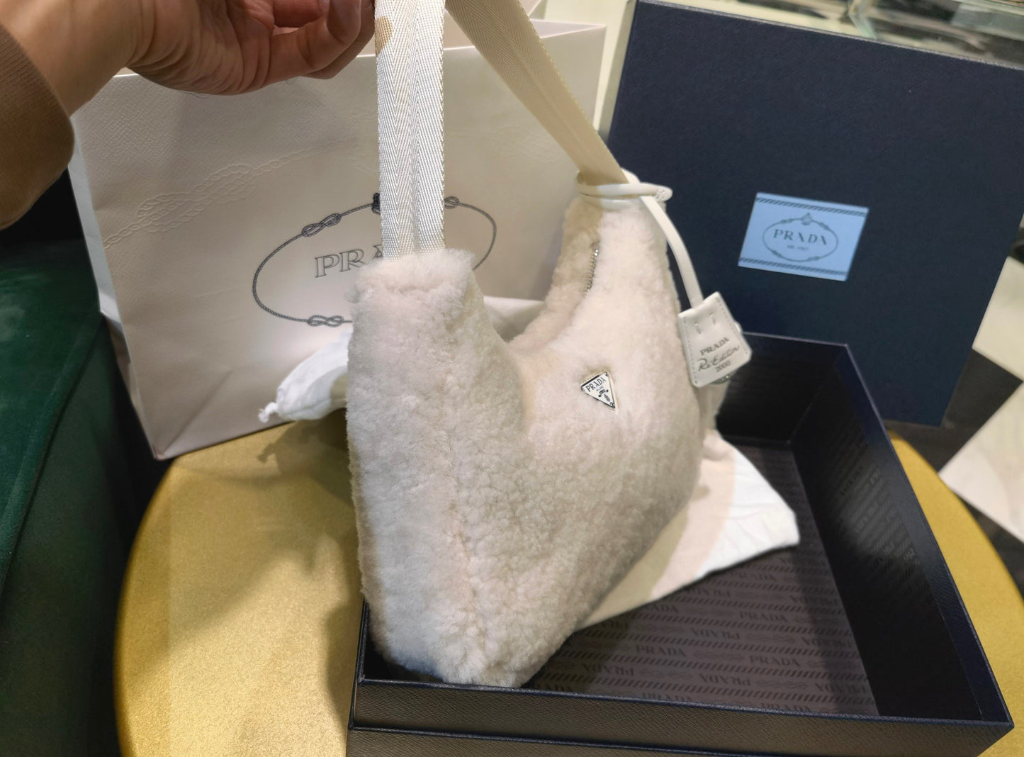 PD RE-EDITION 2000 SHEARLING SHOULDER BAG