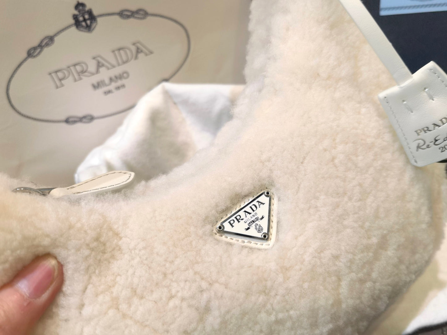 PD RE-EDITION 2000 SHEARLING SHOULDER BAG