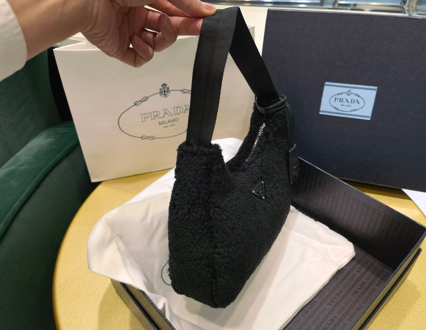 PD RE-EDITION 2000 SHEARLING SHOULDER BAG