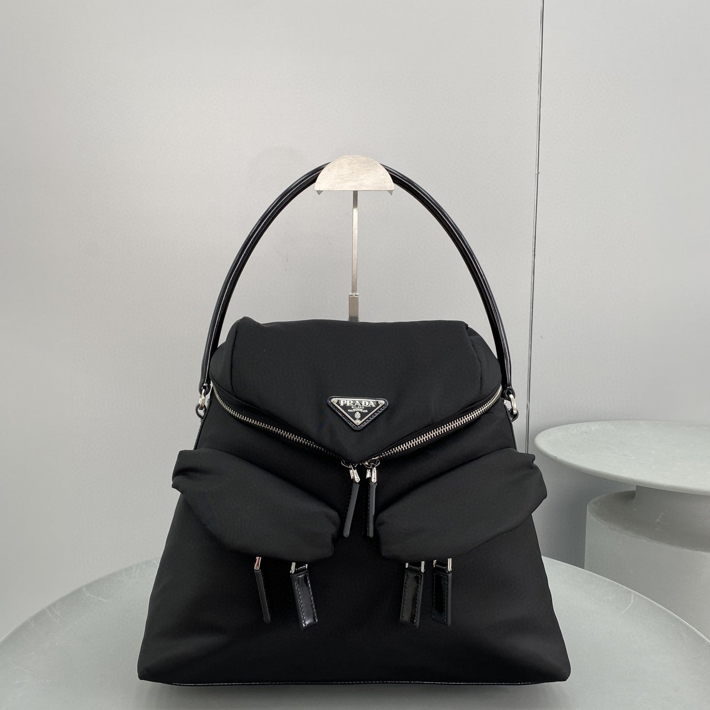 PD SIGNAUX NYLON AND LEATHER HOBO BAG