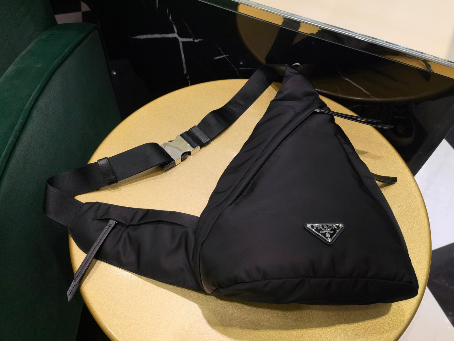 PD RE-NYLON AND LEATHER BACKPACK