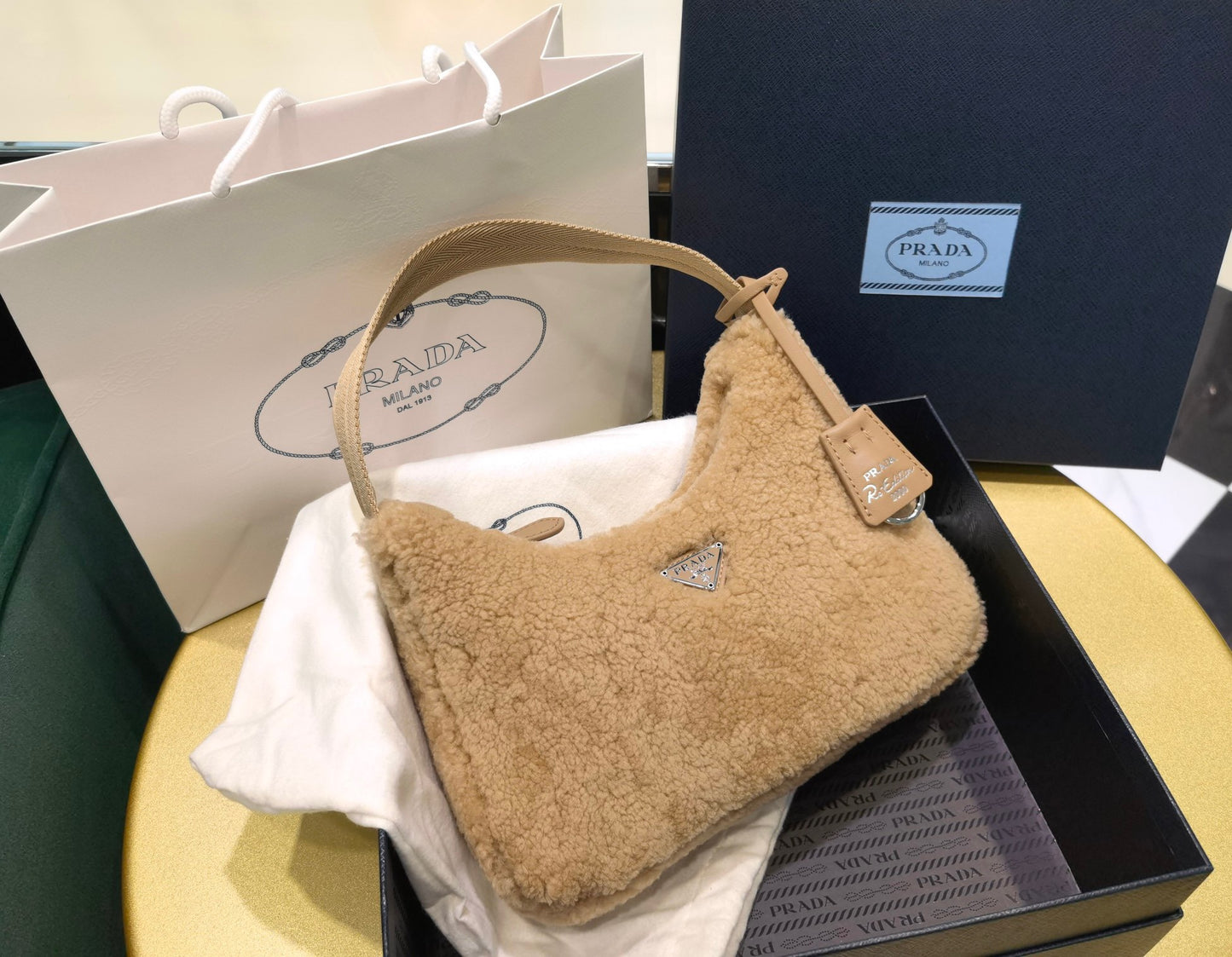 PD RE-EDITION 2000 SHEARLING SHOULDER BAG