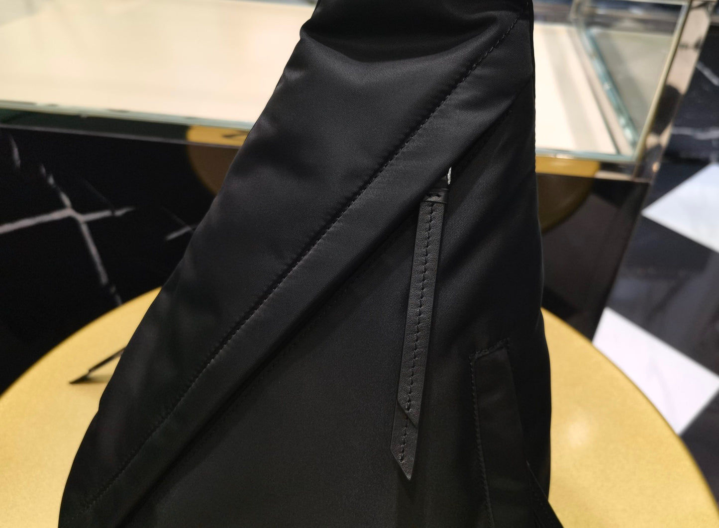 PD RE-NYLON AND LEATHER BACKPACK