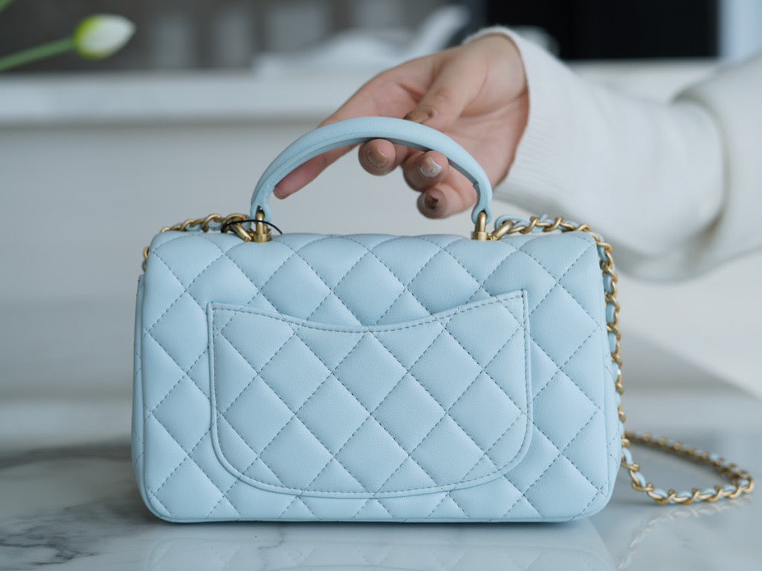 CC MINI FLAP BAG WITH TOP HANDLE