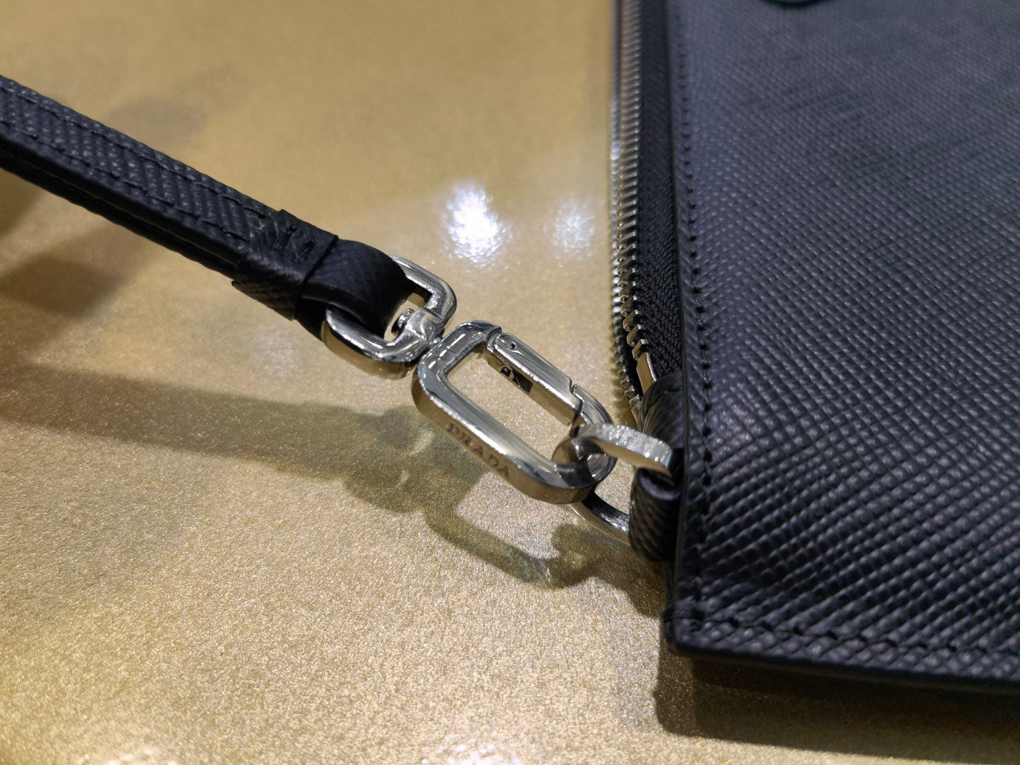PD Re-Nylon and Saffiano leather pouch