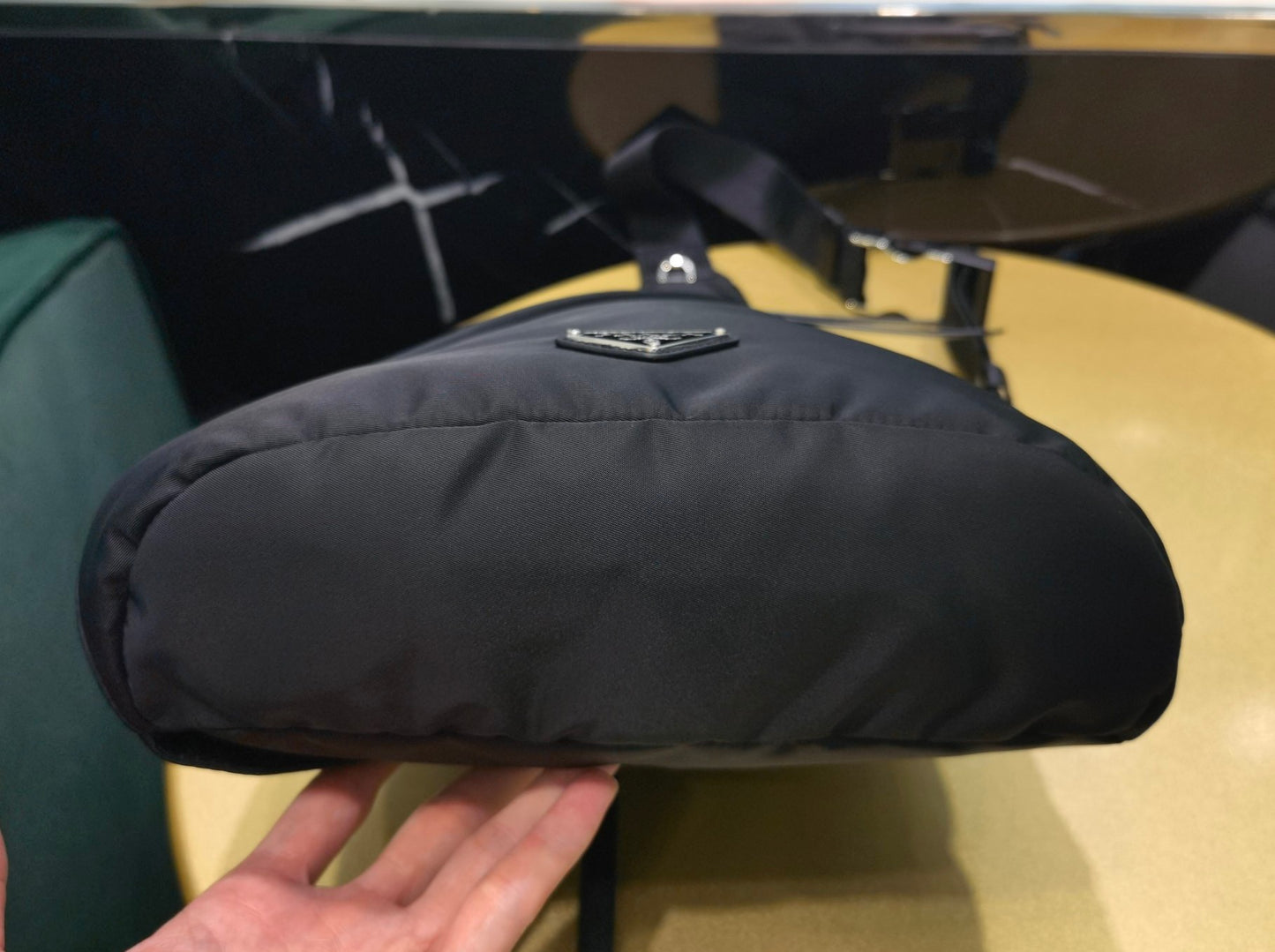 PD RE-NYLON AND LEATHER BACKPACK