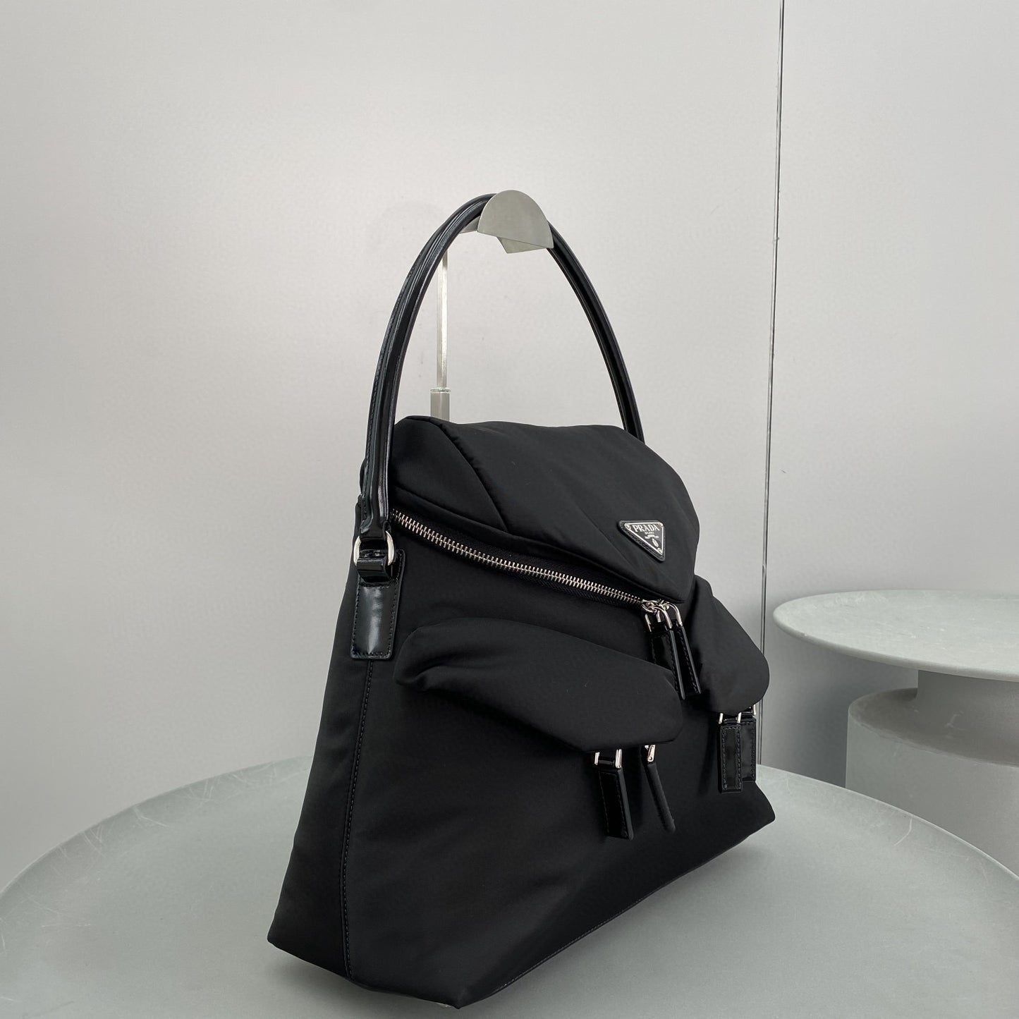 PD SIGNAUX NYLON AND LEATHER HOBO BAG