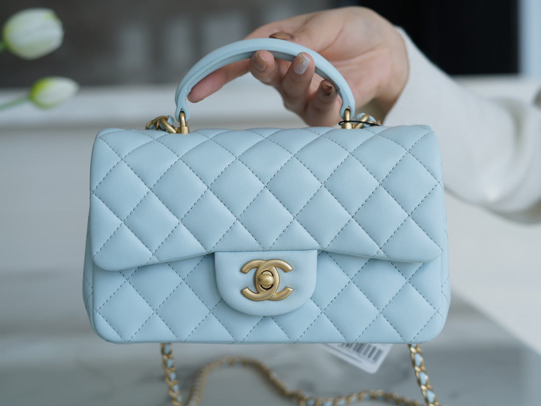 CC MINI FLAP BAG WITH TOP HANDLE