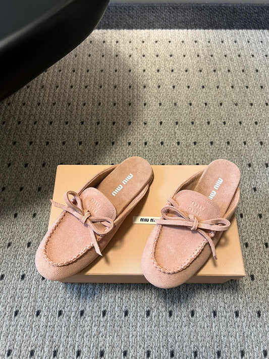 MIU M SUEDE MULES