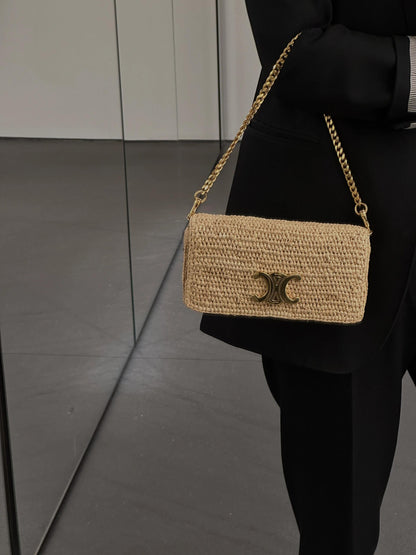 CEL MULTIPOCHETTE IN RAFFIA BAG