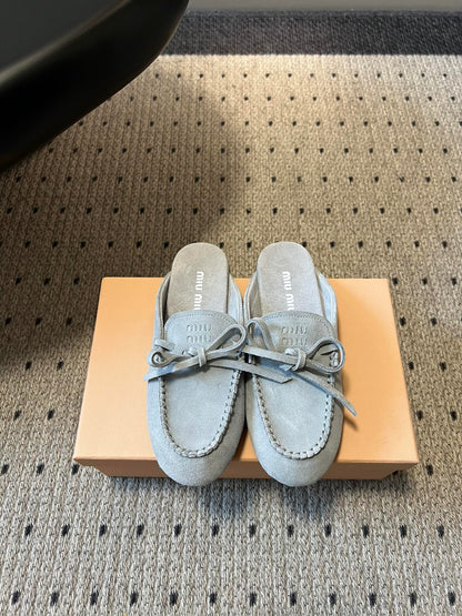 MIU M SUEDE MULES
