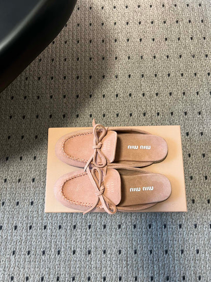 MIU M SUEDE MULES