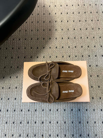MIU M SUEDE MULES