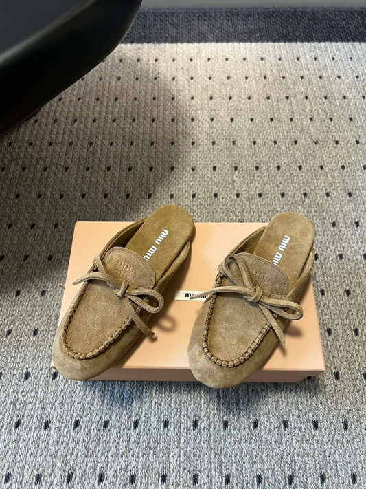 MIU M SUEDE MULES