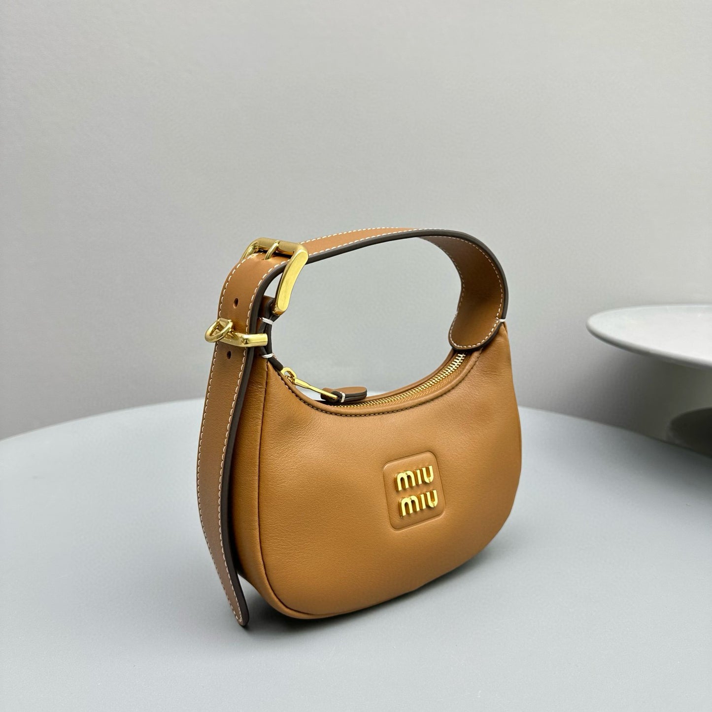 MIU M LEATHER HOBO BAG