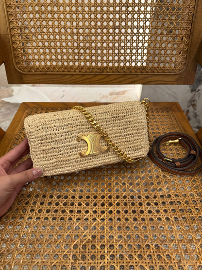 CEL MULTIPOCHETTE IN RAFFIA BAG