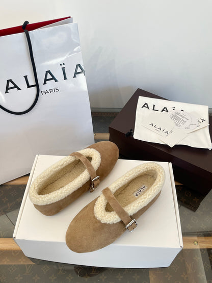 ALAIA FUR BALLET FLATS