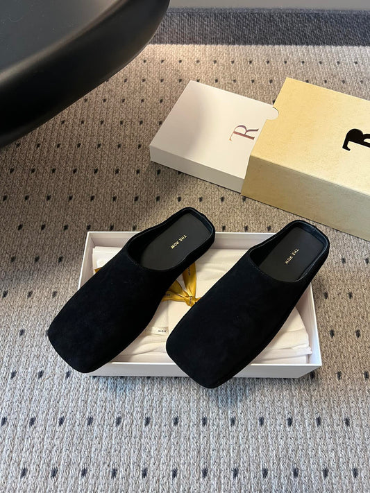 THE ROW SUEDE MULES