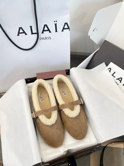ALAIA FUR BALLET FLATS