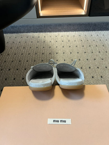 MIU M SUEDE MULES