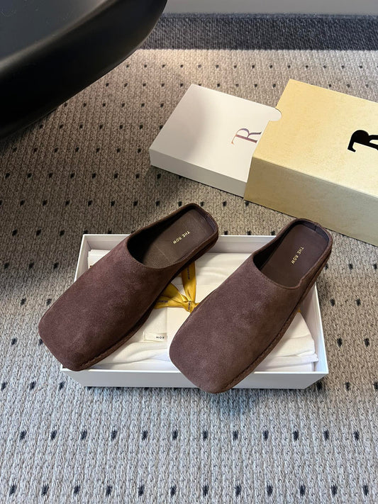 THE ROW SUEDE MULES