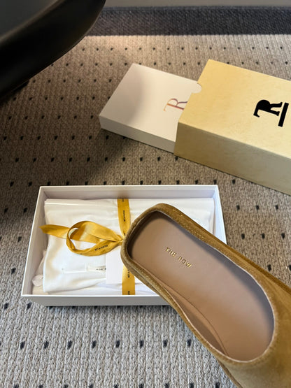 THE ROW SUEDE MULES