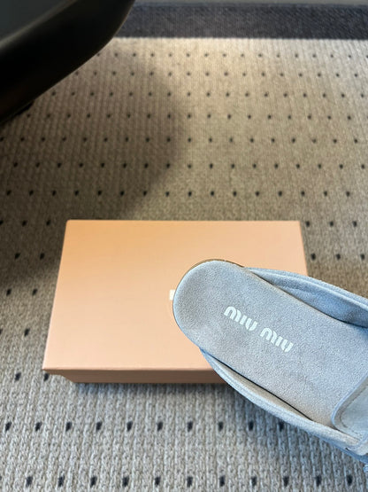 MIU M SUEDE MULES