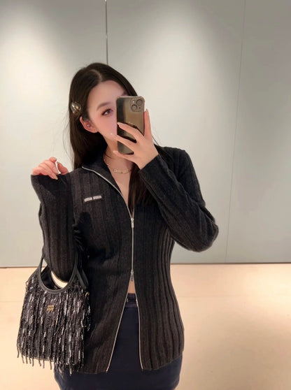 MIU M ZIP CARDIGAN