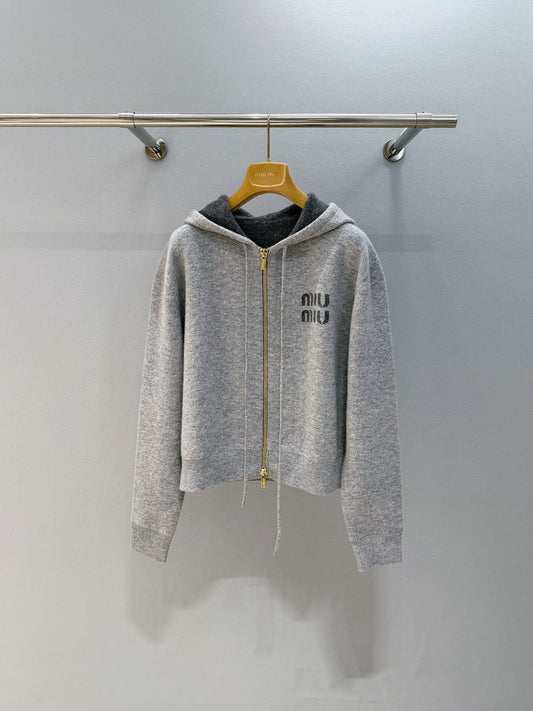 MIU M CASHMERE ZIP HOODIE