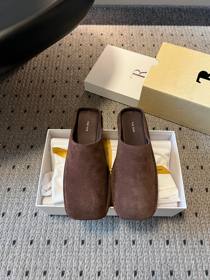 THE ROW SUEDE MULES