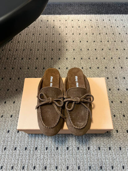 MIU M SUEDE MULES