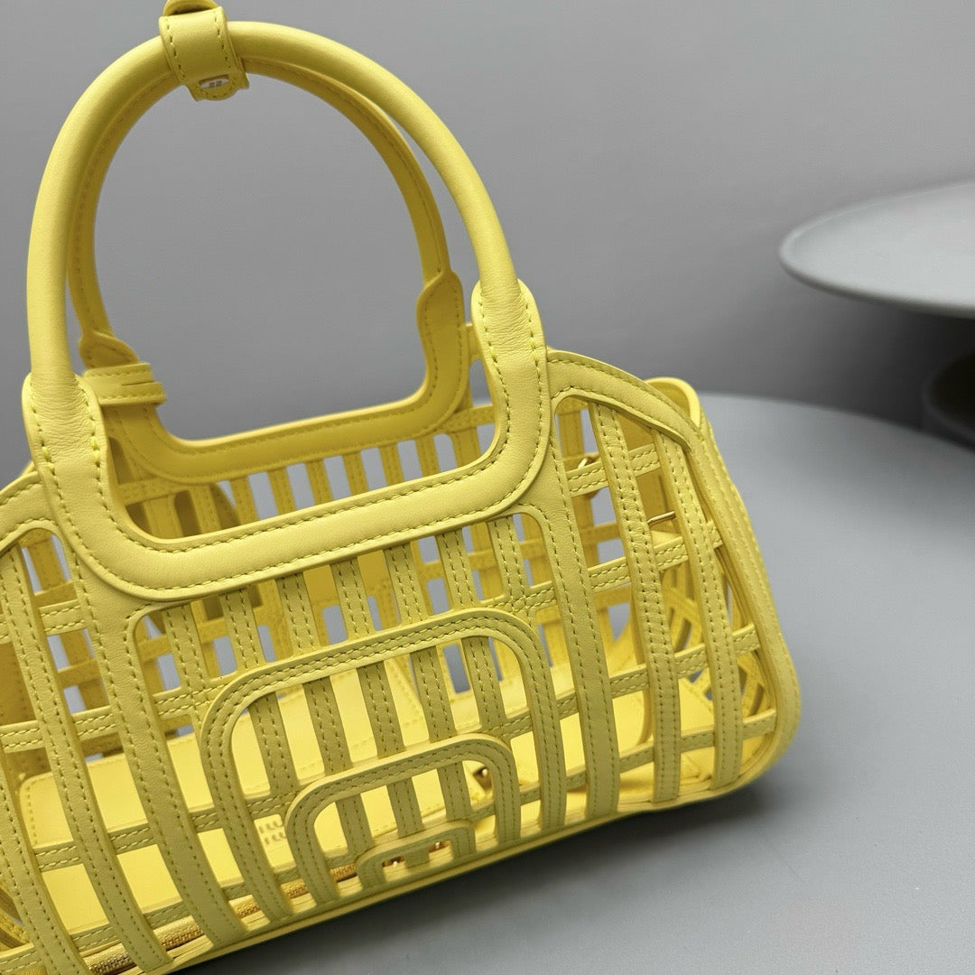 MIU M LEATHER BASKET BAG