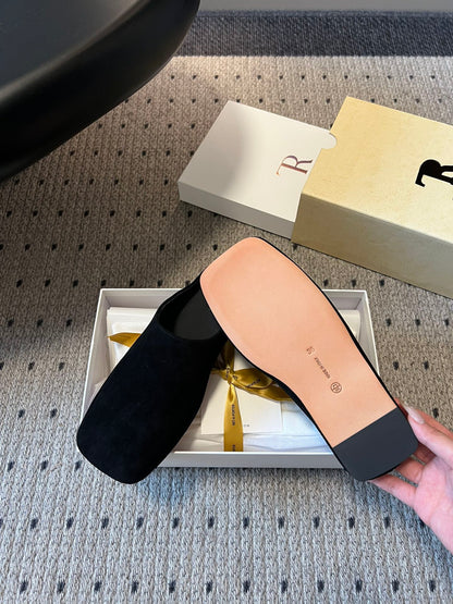 THE ROW SUEDE MULES