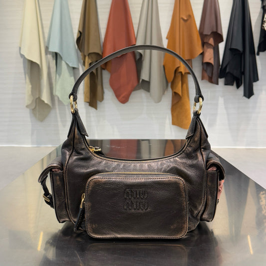 MIU M POCKET NAPPA LEATHER BAG